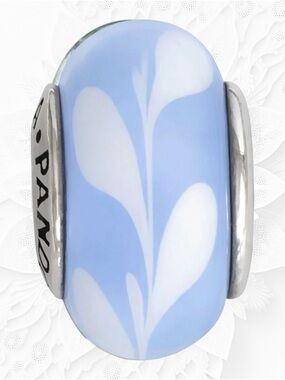 Pandora Light Blue Swirl Murano Glass and 9.25 Sterling Silver Charm